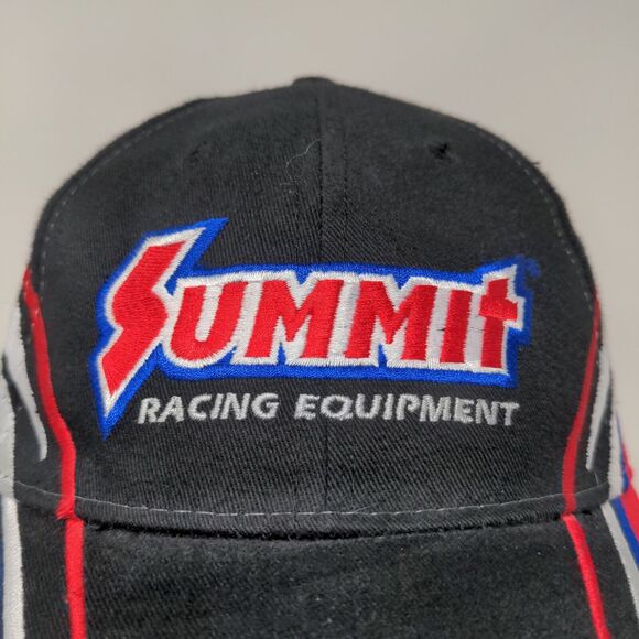 Summit Racing Equipment Strapback Hat Embroidered Logo Black Red Blue - Picture 4 of 10